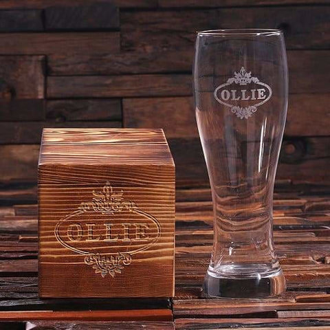 Image of Personalized Pilsner Beer Glass w/Keepsake Box 24 oz. - Drinkware - Beer Mugs