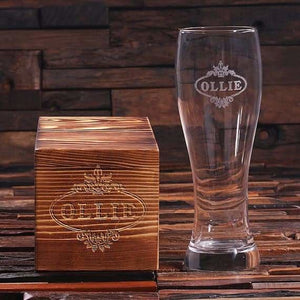 Personalized Pilsner Beer Glass w/Keepsake Box 24 oz. - Drinkware - Beer Mugs