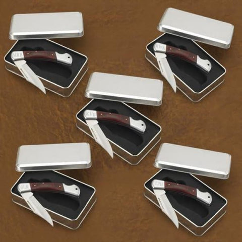 Image of Personalized Pocket Knife - Set of 5 - Wood Handle - Groomsmen Gifts - Pocket Knives & Tools