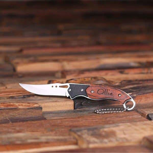 Personalized Pocket Knife with Wood Box - Knives & Gift Box