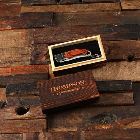 Image of Personalized Pocket Knife with Wood Box - Knives & Gift Box