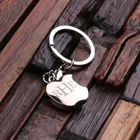 Image of Personalized Polished Stainless Steel Key Chain Apple - Key Chains