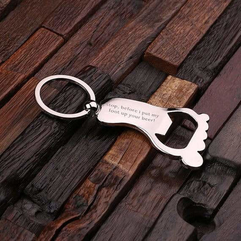 Image of Personalized Polished Stainless Steel Key Chain & Bottle Opener Foot - Key Chains