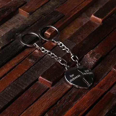 Image of Personalized Polished Stainless Steel Key Chain Double Heart - Key Chains