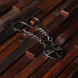 Personalized Polished Stainless Steel Key Chain Double Heart - Key Chains