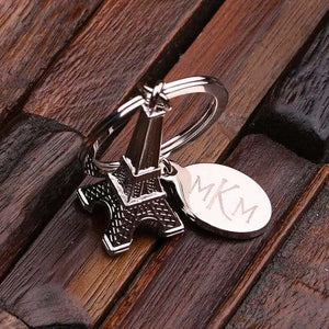 Personalized Polished Stainless Steel Key Chain Eiffel Tower - Key Chains