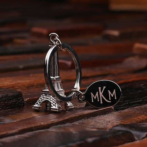 Image of Personalized Polished Stainless Steel Key Chain Eiffel Tower w/Box - Key Chains & Gift Box