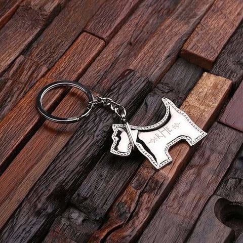 Image of Personalized Polished Stainless Steel Key Chain Schnauzer Dog - Key Chains