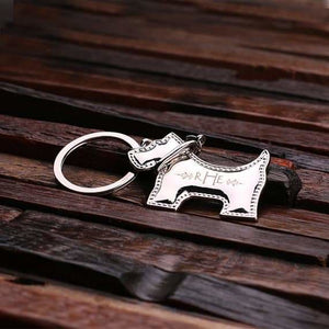 Personalized Polished Stainless Steel Key Chain Schnauzer Dog - Key Chains