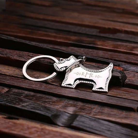 Image of Personalized Polished Stainless Steel Key Chain Schnauzer Dog w/Box - Key Chains & Gift Box