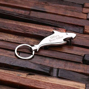 Personalized Polished Stainless Steel Key Chain Shark Bottle - Key Chains