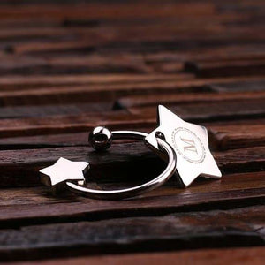 Personalized Polished Stainless Steel Key Chain Star Charm - Key Chains