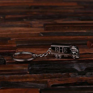 Personalized Polished Stainless Steel Key Chain Trucker - Key Chains