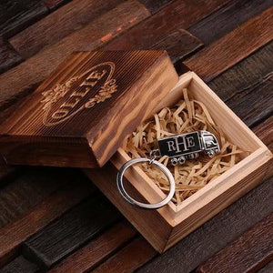 Personalized Polished Stainless Steel Key Chain Trucker w/Box - Key Chains & Gift Box