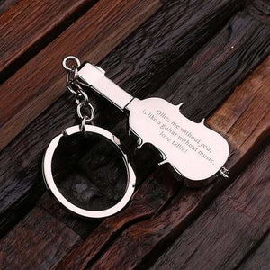 Personalized Polished Stainless Steel Key Chain Violin - Key Chains