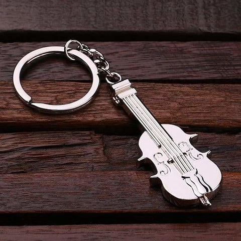 Image of Personalized Polished Stainless Steel Key Chain Violin w/Box - Key Chains & Gift Box