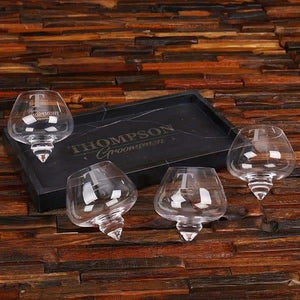 Personalized Rocking Whiskey Glass & Marble Serving Tray Set - Assorted - Groomsmen