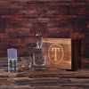 Personalized Scotch Whiskey Decanter Bottle Glass 6 Ice-Cubes with Wood Box - Decanter - Whiskey Sets