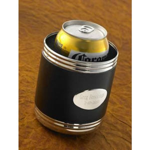 Personalized Set of 5 Black Leather Can Coolers for Groomsmen Gifts - Bar Accessories