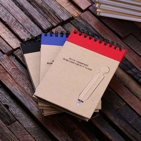 Image of Personalized Set of 5 Engraved Memo Pads Red Blue Black - Journals & Notebooks
