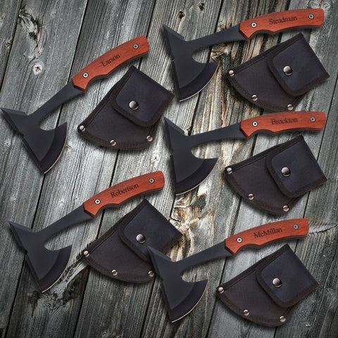 Image of Personalized Set of 5 Saw Mountain Axes for Groomsmen - Pocket Knives & Tools