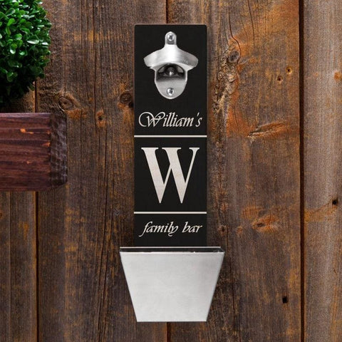 Image of Personalized Set of 5 Wall Mounted Bottle Openers for Groomsmen - FamilyBar - Bar Accessories