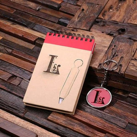 Image of Personalized Spiral Notebook & Keychain Black Red & Blue - Journals & Notebooks