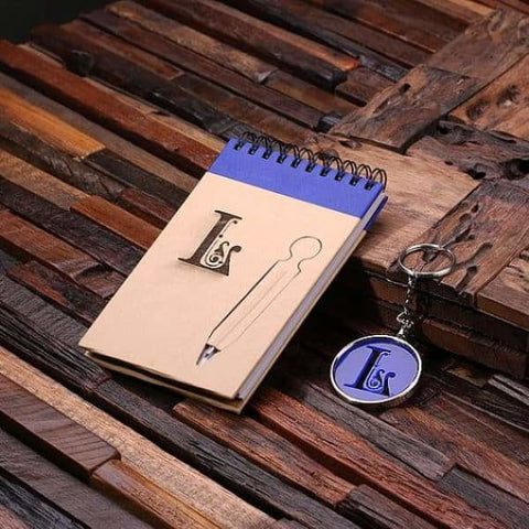 Image of Personalized Spiral Notebook & Keychain Black Red & Blue - Journals & Notebooks