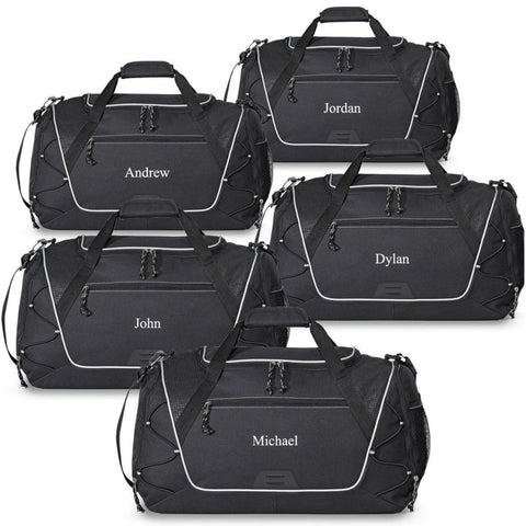 Image of Personalized Sports Weekender Duffel Bag - Set of 5 - Black - Travel Gifts