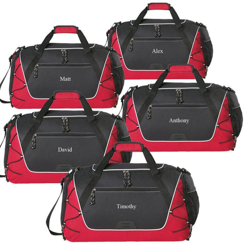 Image of Personalized Sports Weekender Duffel Bag - Set of 5 - Red - Travel Gifts