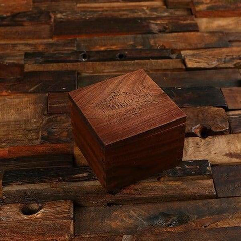 Image of Personalized Square Wood Coaster & Storage Box Executive Gift - Coasters & Gift Box