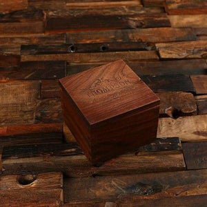 Personalized Square Wood Coaster & Storage Box Executive Gift - Coasters & Gift Box