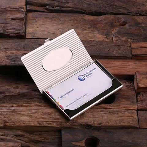 Image of Personalized Stainless Steel Business Card Holder - Cardholders
