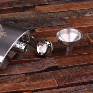 Personalized Stainless Steel Flask 5 oz. with Wood Box - Flask Gift Sets