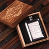 Personalized Stainless Steel Flask 6 oz. with Wood Box - Flask Gift Sets