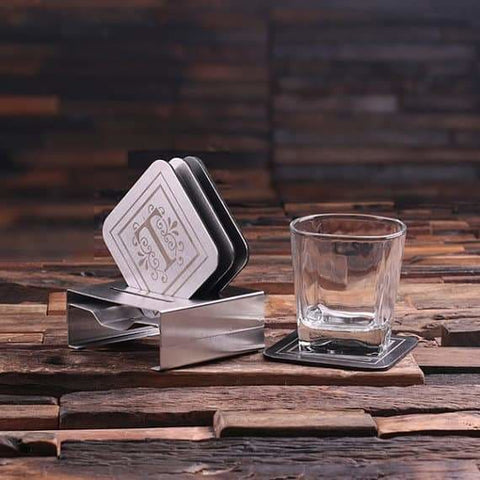 Image of Personalized Stainless Steel Square Coasters - Coasters