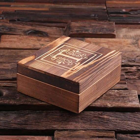 Image of Personalized Stainless Steel Square Coasters with Wood Gift Box - Coasters & Gift Box