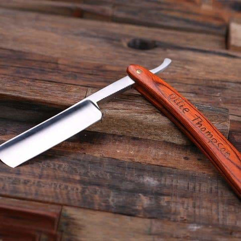 Image of Personalized Straight Razor Blade with Tin Box Groomsmen Birth Days Boy Friend Gift - Assorted - Mens Gifts