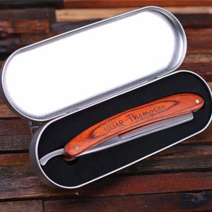 Personalized Straight Razor Blade with Tin Box Groomsmen Birth Days Boy Friend Gift - Assorted - Mens Gifts