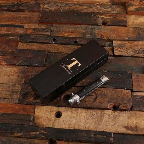 Image of Personalized Switchblade Knife with Wood Box - Knives & Gift Box
