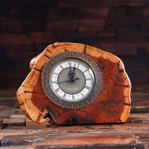 Personalized Table Cedar Wood Table Night Stand Executive Office Quartz Clock - Clocks
