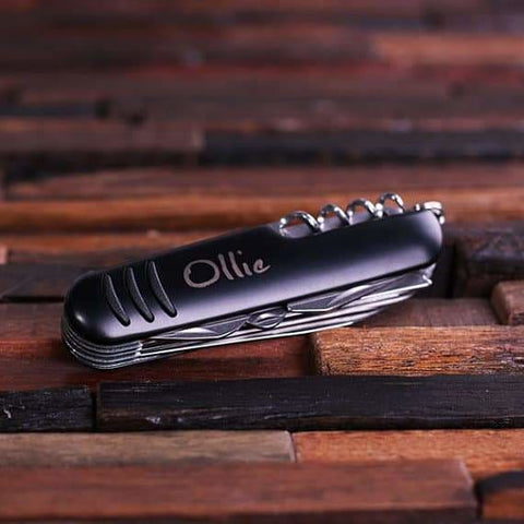 Image of Personalized Ultility Pocket Knife 11 Tools in Red or Black - Knives