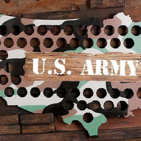 Image of Personalized USA Beer Cap Map Man Cave Groomsmen Best Man Men Gifts Dorm Room 21st Birthday Father s Day US Army Beer Cap Holder F_Wording -