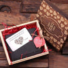 Personalized Valentines Day Engraved Monogrammed Mens Leather Wallet Black or Brown with Metal Gift Card & Wood Box - Assorted - Valentines