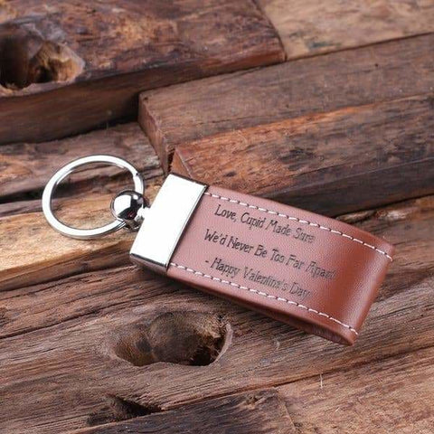Image of Personalized Valentines Day Leather Mini-Journal and Key Chain with Gift Box - Assorted - Valentines