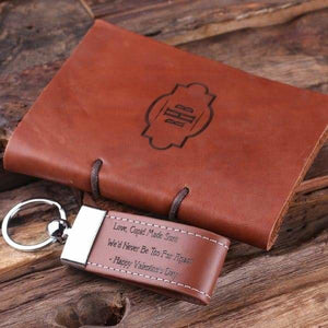 Personalized Valentines Day Leather Mini-Journal and Key Chain with Gift Box - Assorted - Valentines