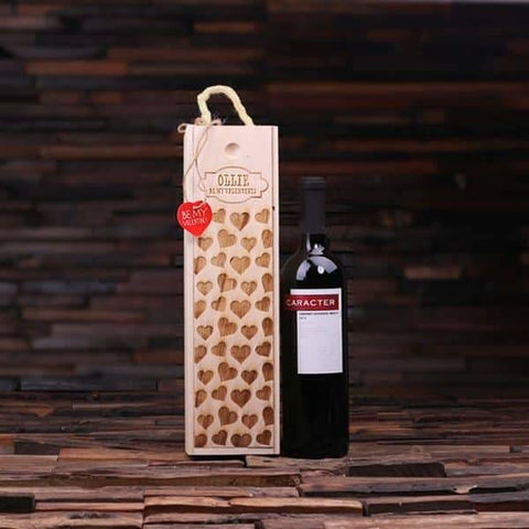 Image of Personalized Valentines Day Wood Wine Box - Assorted - Valentines