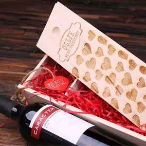 Personalized Valentines Day Wood Wine Box - Assorted - Valentines