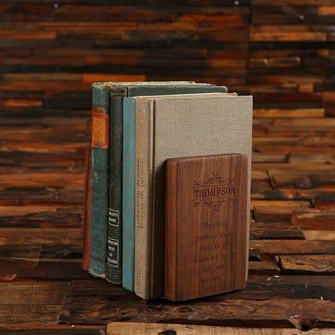 Image of Personalized Walnut Wood & Gold Bookend Gift Set - All Products