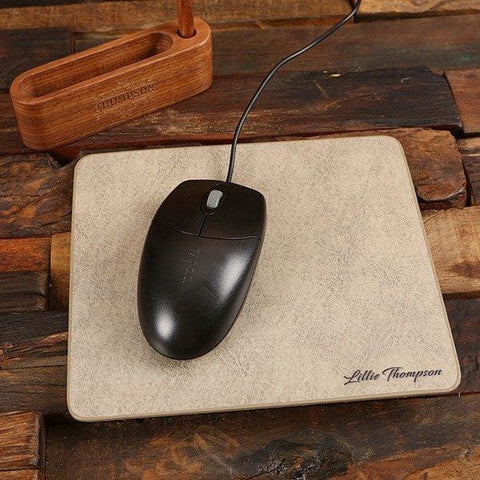 Image of Personalized Walnut Wood Pen Card Holder & Mouse Pad Set - All Products